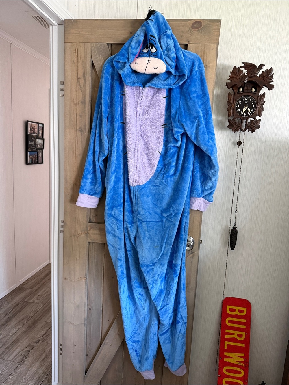 Disney Blue Eeyore Plush Kids Pajama Onesie with Lavender Accents